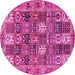 Round Machine Washable Persian Pink Traditional Rug, wshtr4082pnk