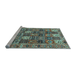 Sideview of Machine Washable Persian Light Blue Traditional Rug, wshtr4082lblu
