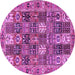 Round Machine Washable Persian Purple Traditional Area Rugs, wshtr4082pur