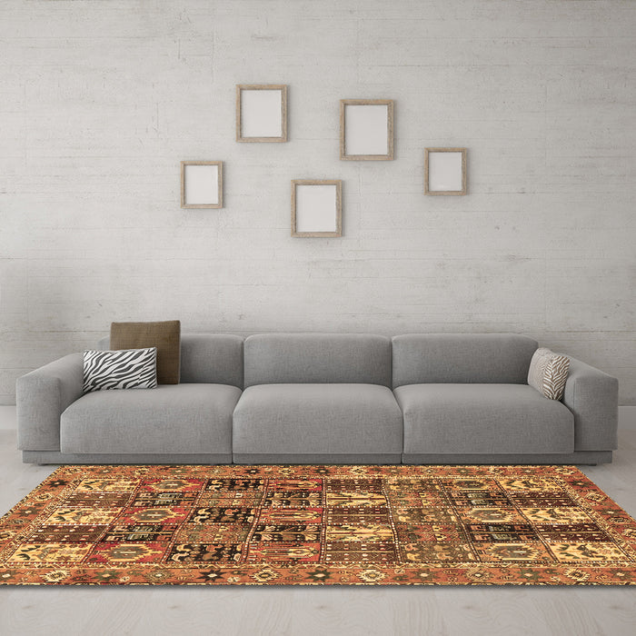 Machine Washable Persian Brown Traditional Rug in a Living Room,, wshtr4082brn