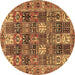 Round Persian Brown Traditional Rug, tr4082brn