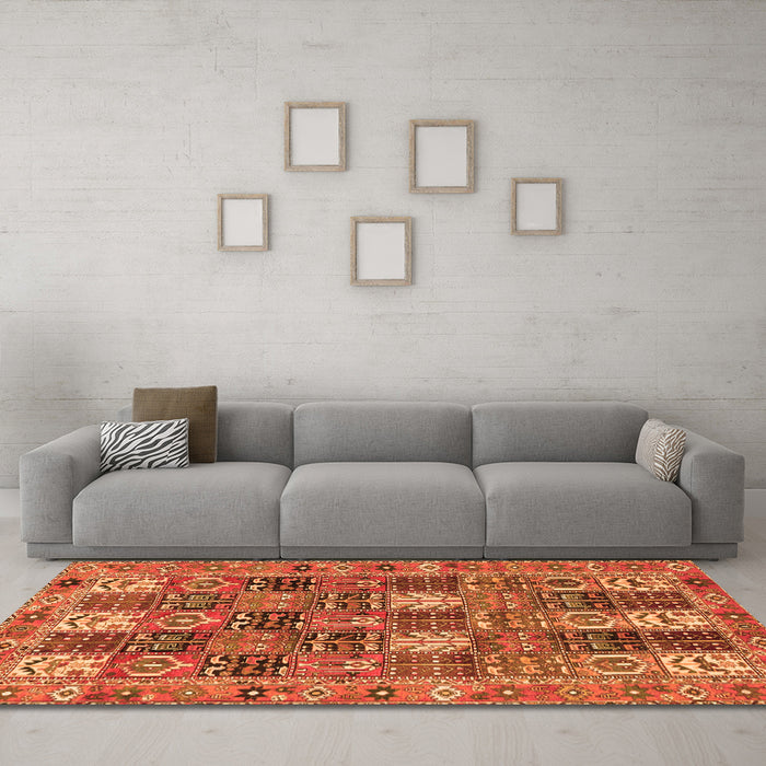 Machine Washable Persian Orange Traditional Area Rugs in a Living Room, wshtr4082org