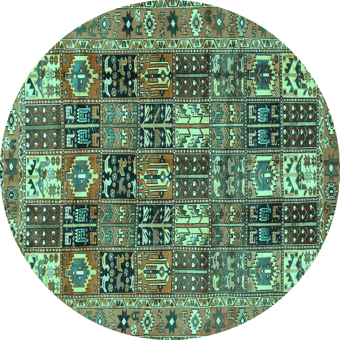 Round Persian Turquoise Traditional Rug, tr4082turq