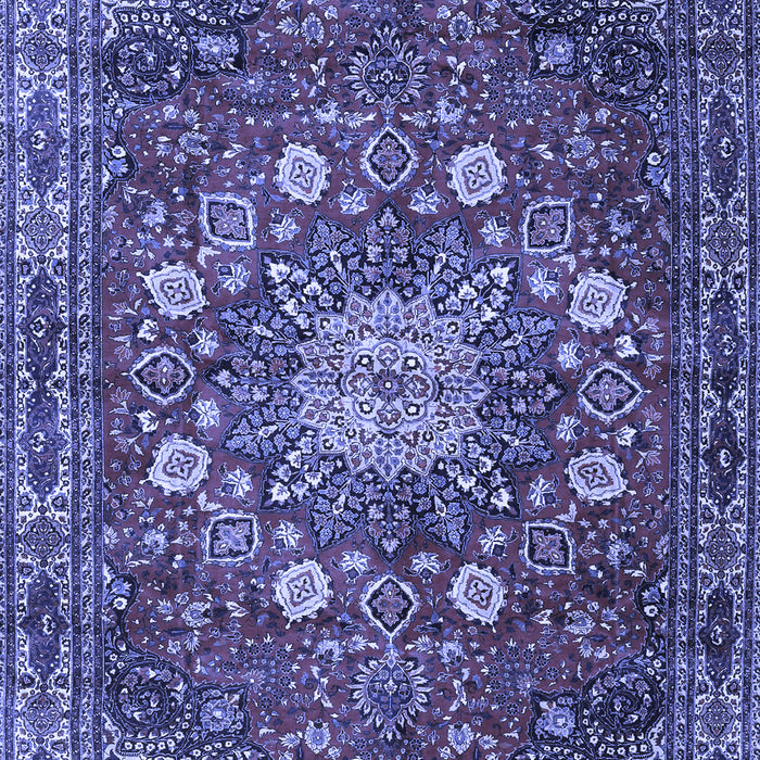Machine Washable Medallion Blue Traditional Rug, wshtr4083blu