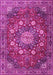Machine Washable Medallion Pink Traditional Rug, wshtr4083pnk