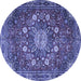 Round Medallion Blue Traditional Rug, tr4083blu