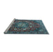 Sideview of Machine Washable Medallion Light Blue Traditional Rug, wshtr4083lblu