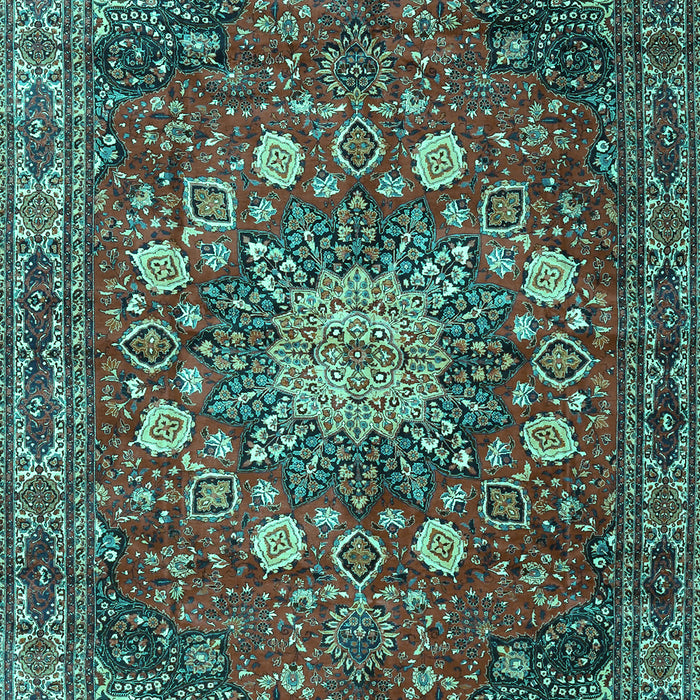 Machine Washable Medallion Turquoise Traditional Area Rugs, wshtr4083turq
