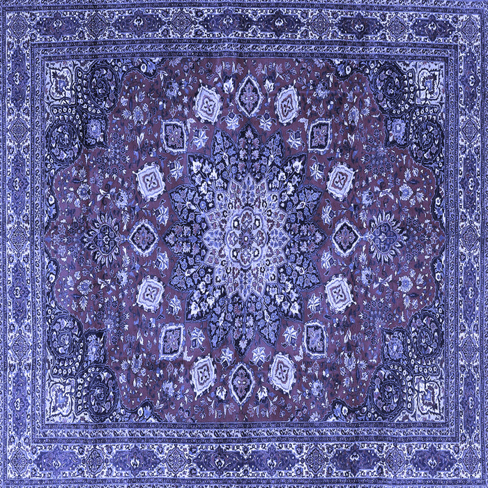 Square Machine Washable Medallion Blue Traditional Rug, wshtr4083blu