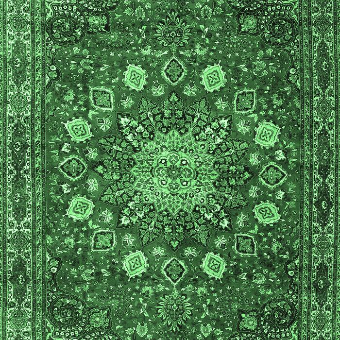 Machine Washable Medallion Emerald Green Traditional Area Rugs, wshtr4083emgrn