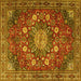 Square Medallion Yellow Traditional Rug, tr4083yw