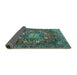 Sideview of Medallion Turquoise Traditional Rug, tr4083turq