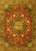 Machine Washable Medallion Yellow Traditional Rug, wshtr4083yw