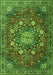 Serging Thickness of Machine Washable Medallion Green Traditional Area Rugs, wshtr4083grn
