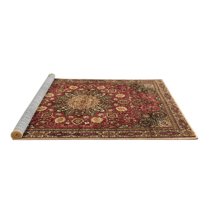 Sideview of Machine Washable Medallion Brown Traditional Rug, wshtr4083brn