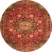 Square Medallion Orange Traditional Rug, tr4083org