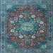 Square Medallion Light Blue Traditional Rug, tr4083lblu