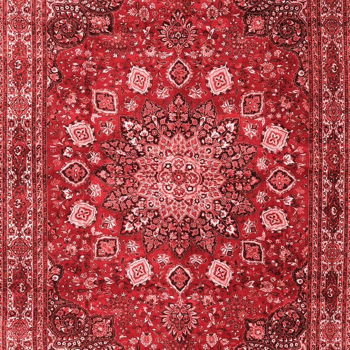 Machine Washable Medallion Red Traditional Rug, wshtr4083red
