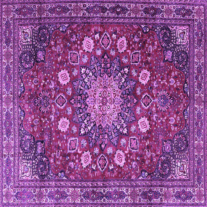 Square Machine Washable Medallion Purple Traditional Area Rugs, wshtr4083pur