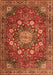 Serging Thickness of Machine Washable Medallion Orange Traditional Area Rugs, wshtr4083org