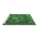 Sideview of Machine Washable Medallion Emerald Green Traditional Area Rugs, wshtr4083emgrn