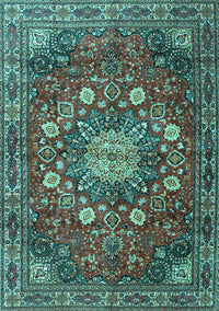 Medallion Turquoise Traditional Rug, tr4083turq