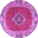 Round Medallion Purple Traditional Rug, tr4084pur