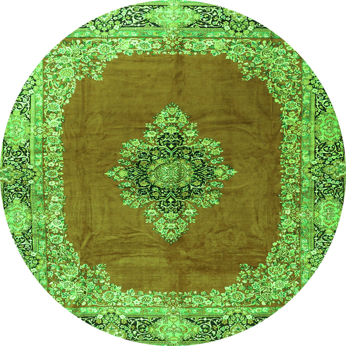 Machine Washable Medallion Green Traditional Area Rugs, wshtr4084grn