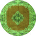 Machine Washable Medallion Green Traditional Area Rugs, wshtr4084grn