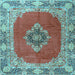 Square Medallion Light Blue Traditional Rug, tr4084lblu