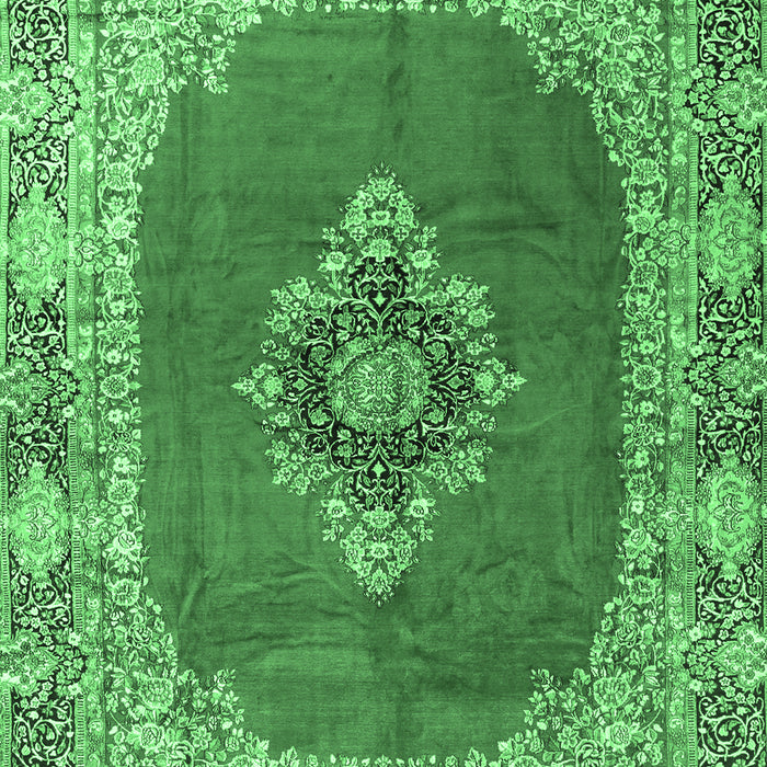 Machine Washable Medallion Emerald Green Traditional Area Rugs, wshtr4084emgrn