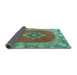 Sideview of Medallion Turquoise Traditional Rug, tr4084turq