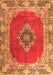 Serging Thickness of Machine Washable Medallion Orange Traditional Area Rugs, wshtr4084org