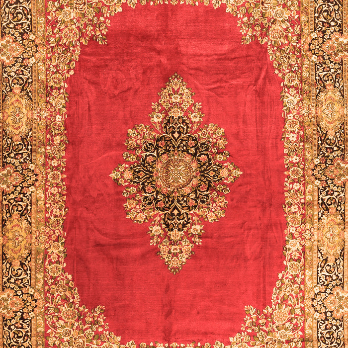 Serging Thickness of Machine Washable Medallion Orange Traditional Area Rugs, wshtr4084org