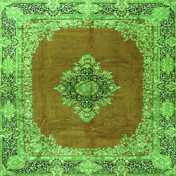 Serging Thickness of Medallion Green Traditional Rug, tr4084grn