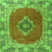 Serging Thickness of Medallion Green Traditional Rug, tr4084grn