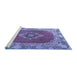 Sideview of Machine Washable Medallion Blue Traditional Rug, wshtr4084blu