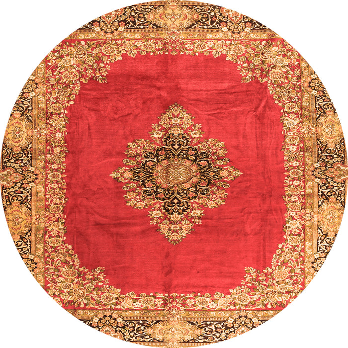 Machine Washable Medallion Orange Traditional Area Rugs, wshtr4084org