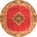 Machine Washable Medallion Orange Traditional Area Rugs, wshtr4084org