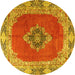 Round Medallion Yellow Traditional Rug, tr4084yw