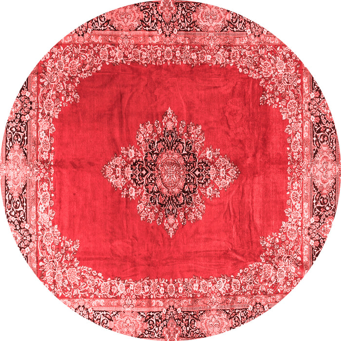 Machine Washable Medallion Red Traditional Rug, wshtr4084red