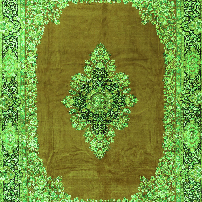 Serging Thickness of Machine Washable Medallion Green Traditional Area Rugs, wshtr4084grn