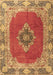 Machine Washable Medallion Brown Traditional Rug, wshtr4084brn