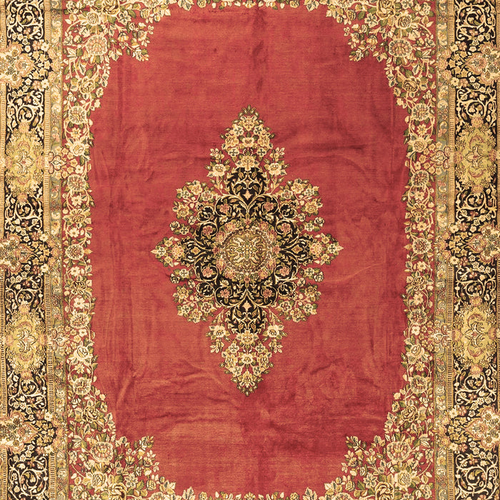 Machine Washable Medallion Brown Traditional Rug, wshtr4084brn