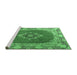 Sideview of Machine Washable Medallion Emerald Green Traditional Area Rugs, wshtr4084emgrn