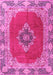 Machine Washable Medallion Pink Traditional Rug, wshtr4084pnk