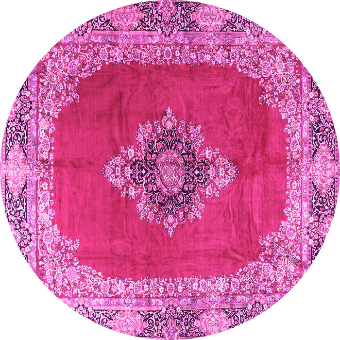 Round Medallion Pink Traditional Rug, tr4084pnk