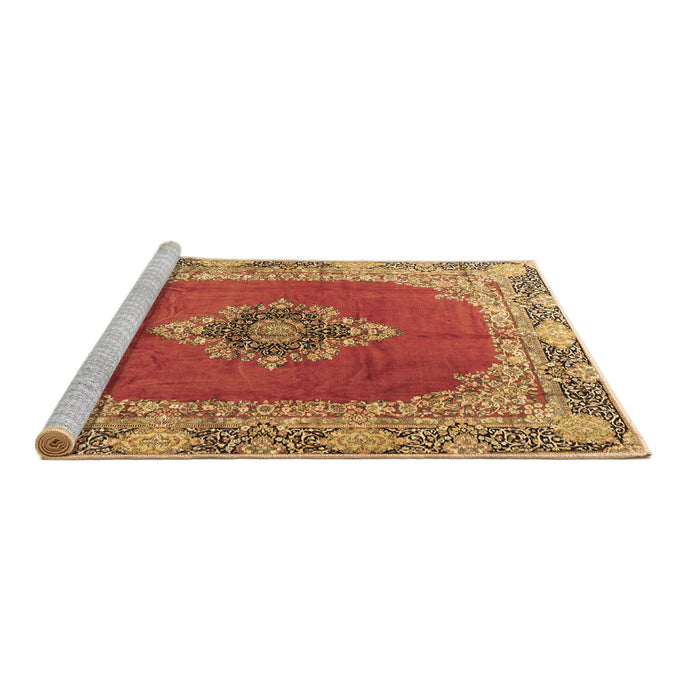 Sideview of Machine Washable Medallion Brown Traditional Rug, wshtr4084brn