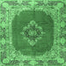 Square Medallion Emerald Green Traditional Rug, tr4084emgrn