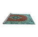 Sideview of Machine Washable Medallion Light Blue Traditional Rug, wshtr4084lblu